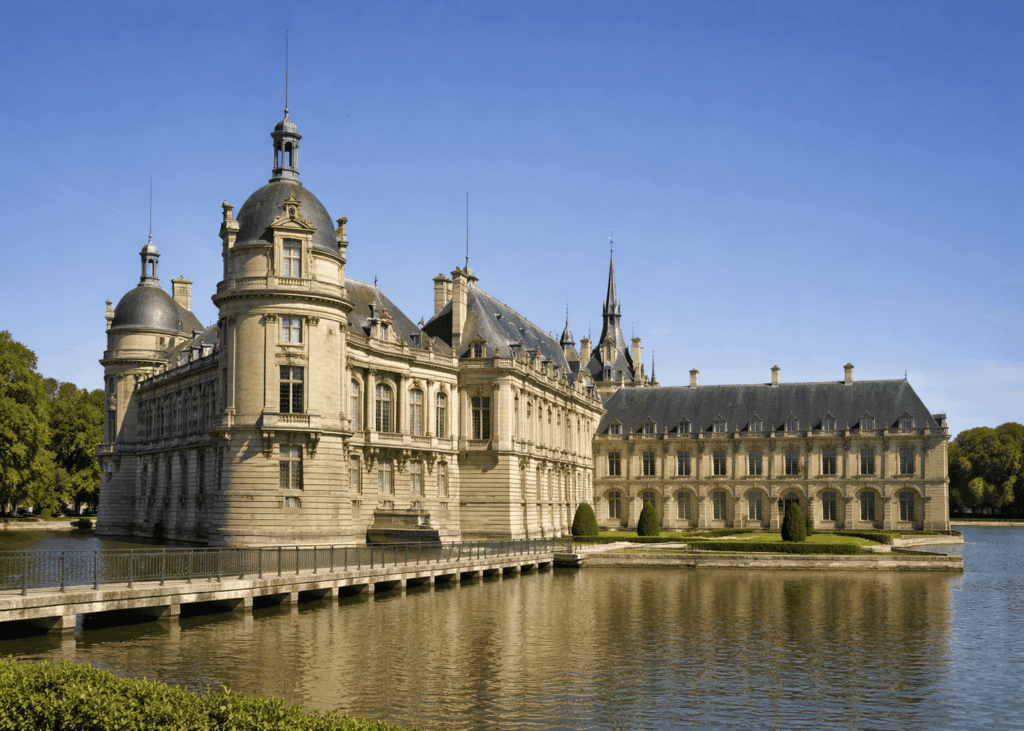 chateau-de-chantilly-vue-de-face-avec-l-eau-devant