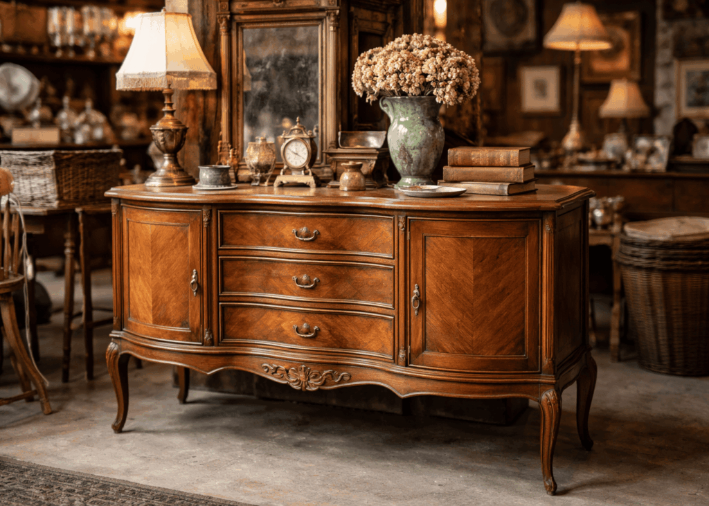 meuble-vintage-en-bois-dans-une-brocante
