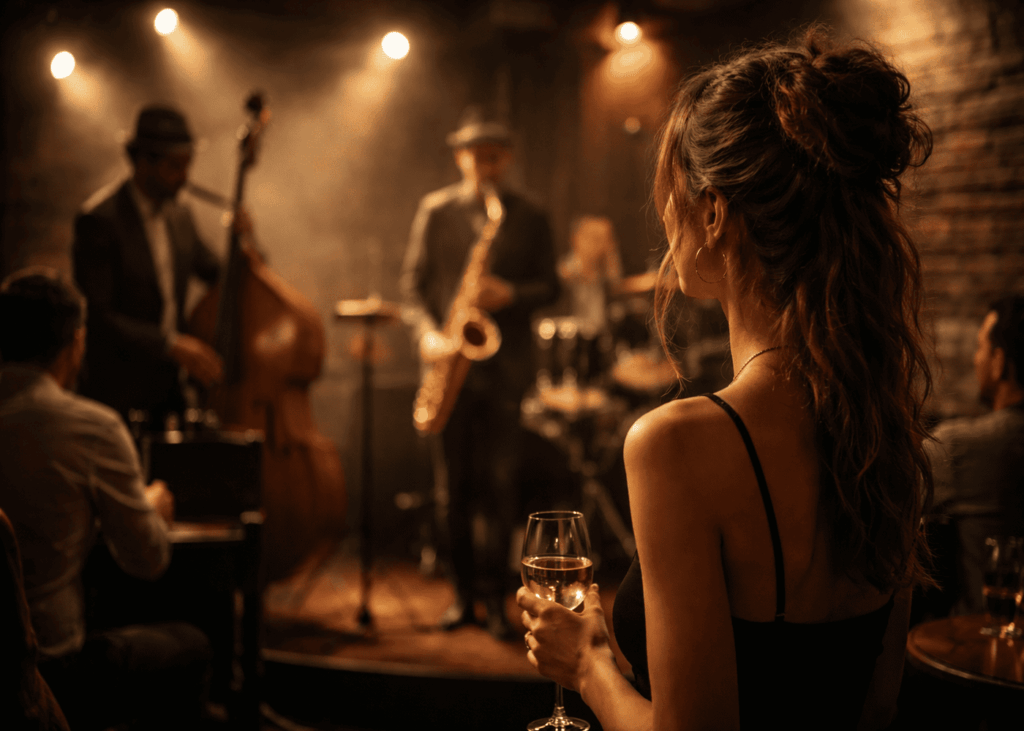 jeune-femme-vue-de-dos-avec-un-verre-dans-la-main-qui-regarde-un-concert-de-jazz
