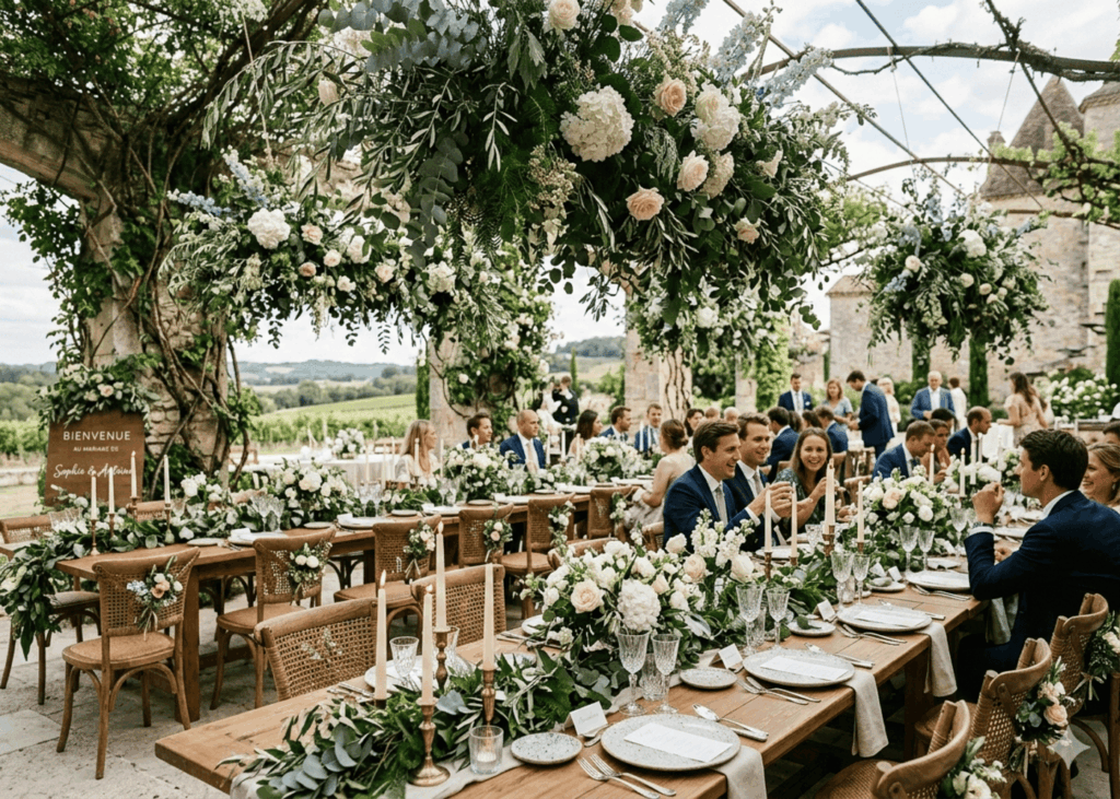 decoration-vegetale-avec-invites-de-mariage