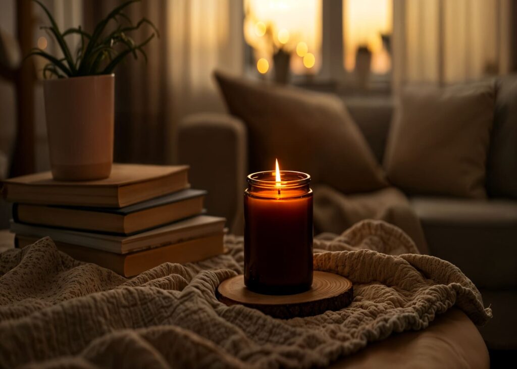 bougie-allumee-dans-un-interieur-chaleureux