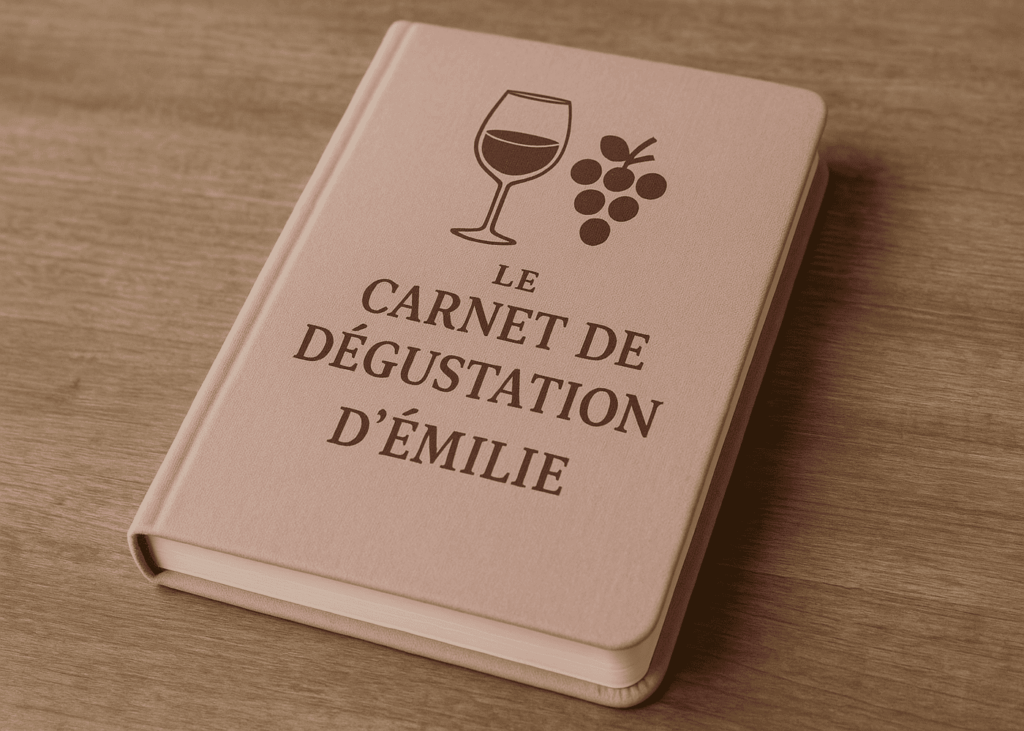 carnet-de-degustation-rose-pose-sur-une-table-en-bois