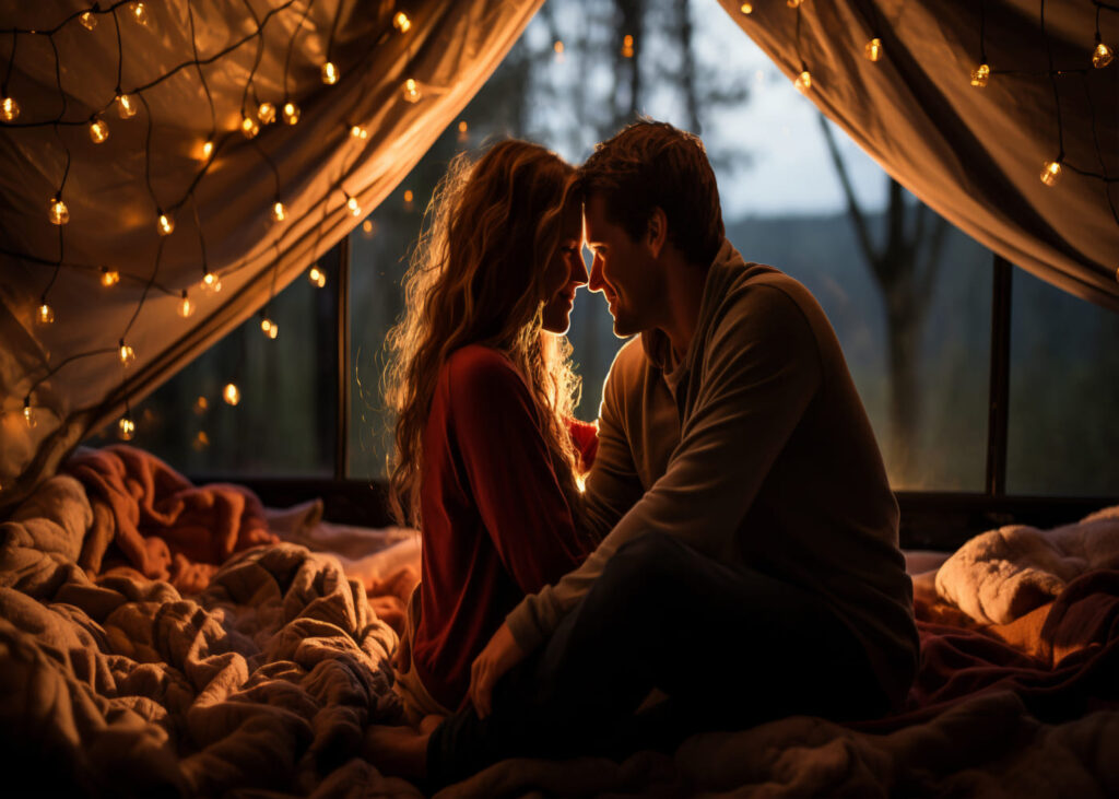 couple-qui-s-enlace-dans-une-tente-avec-des-guirlandes