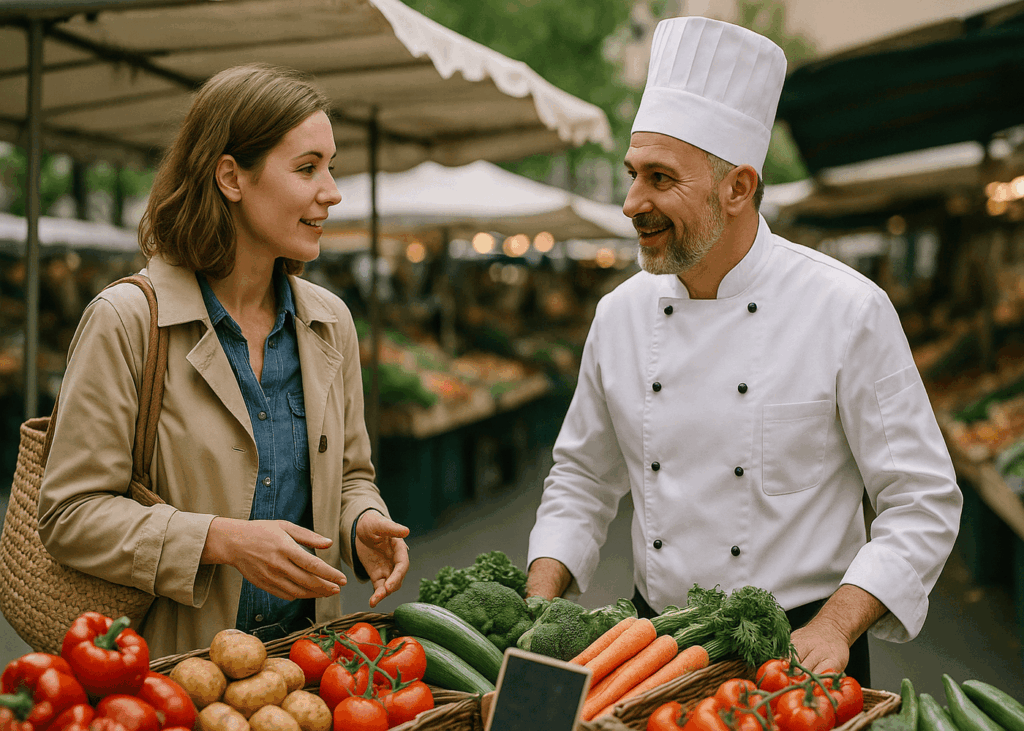 femme-qui-fait-le-marche-avec-un-chef-cuisinier