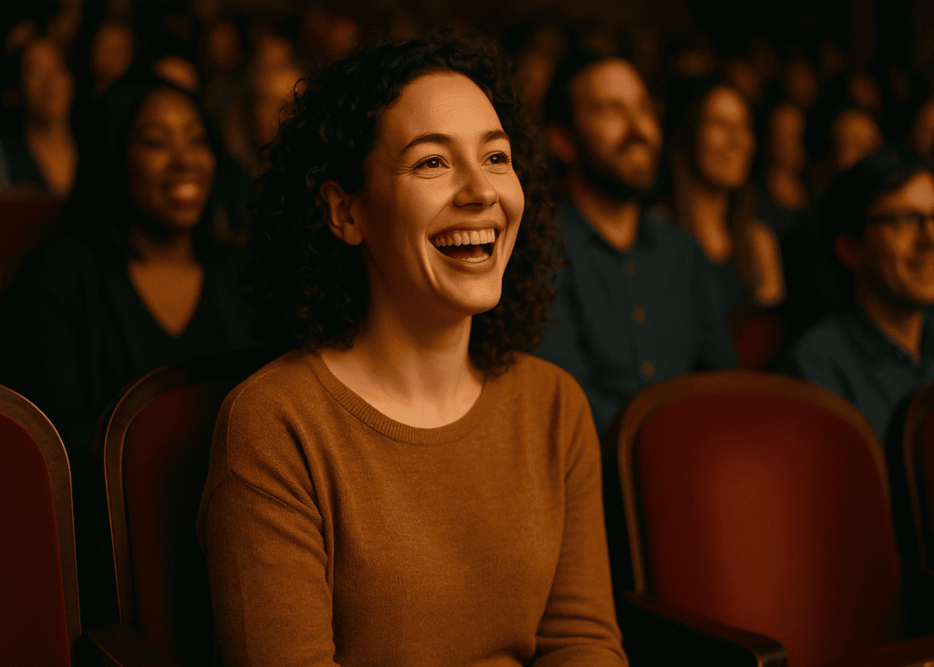 femme-qui-rigole-assise-dans-une-salle-de-spectacle