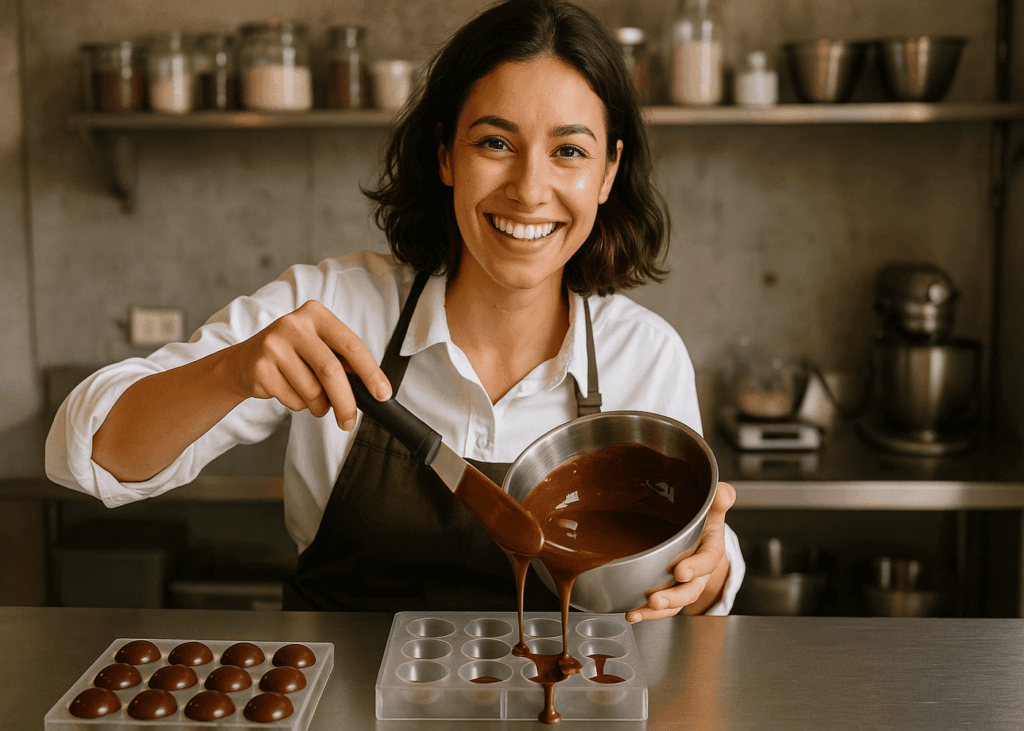 femme-qui-sourit-en-faisant-un-atelier-chocolat