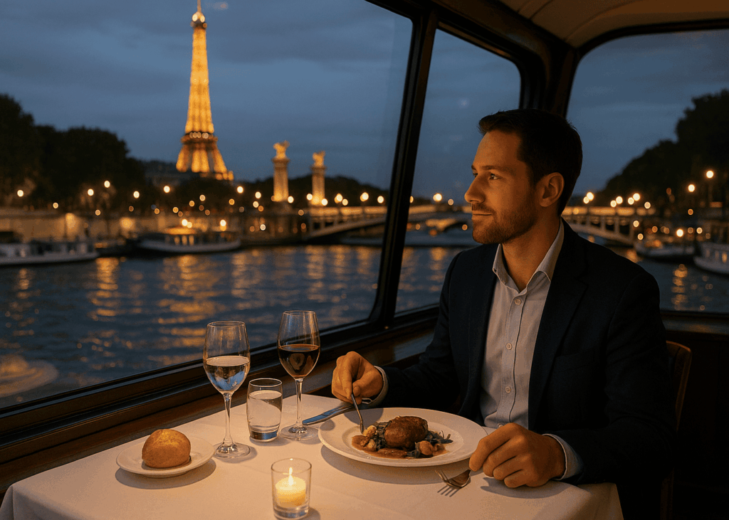 homme-qui-dine-sur-un-bateau-avec-la-tour-eiffel-derriere-lui
