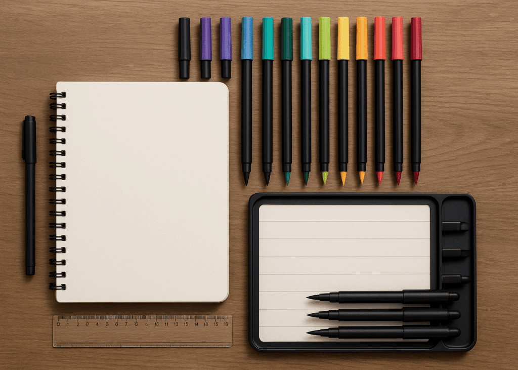 kit-de-brush-lettering-pose-sur-une-table