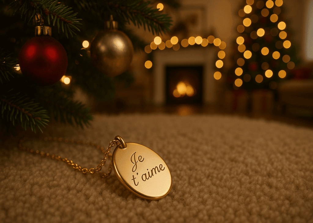 pendentif-gravé-je-t-aime-depose-sous-un-sapin-de-noel
