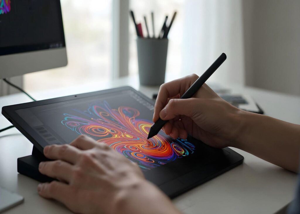 personne-utilisant-une-tablette-graphique-sur-un-bureau