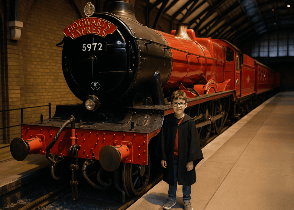 petit-garon-qui-se-tient-devant-le-hogwarts-express-aux-studios-harry-potter
