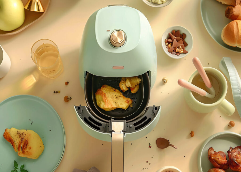robot-de-cuisine-pose-sur-une-table-a-manger