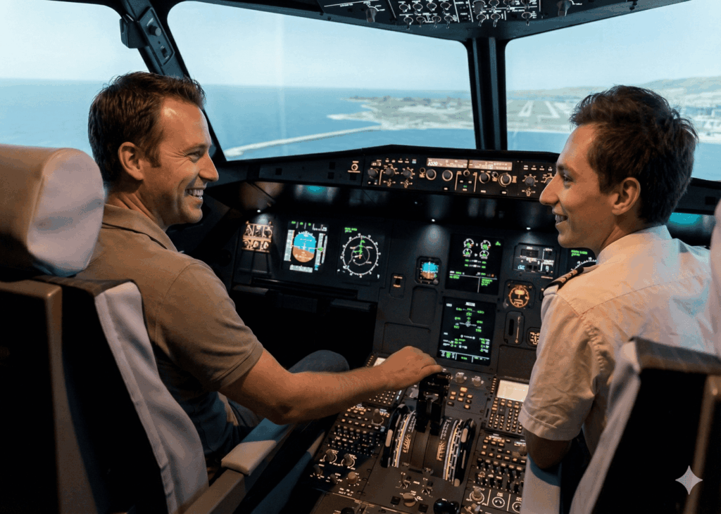 deux-hommes-dans-un-cokpi-d-avion-en-pleine-simulation-de-vol