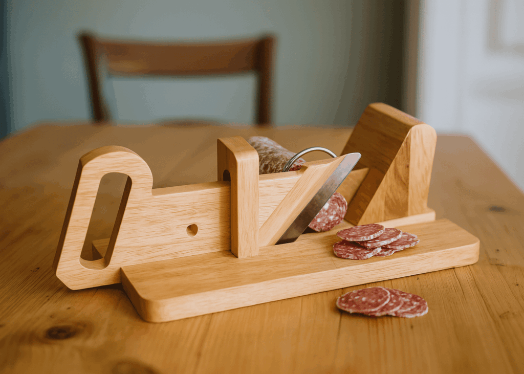 guillotine-a-saucissons-posee-sur-une-table
