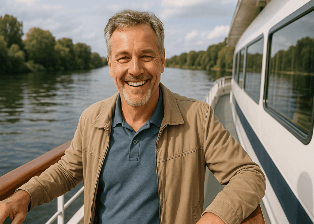 homme-de-50-ans-qui-sourit-sur-un-bateau-pendant-une-croisiere-fluviale