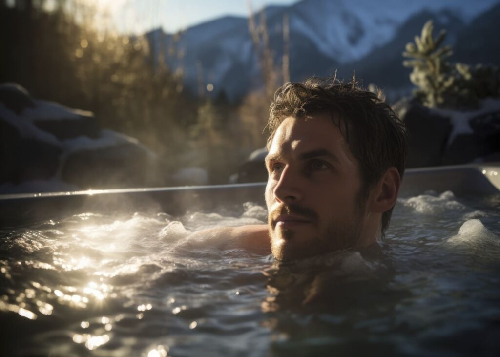 homme-qui-profite-d-un-bain-chaud-a-la-montagne