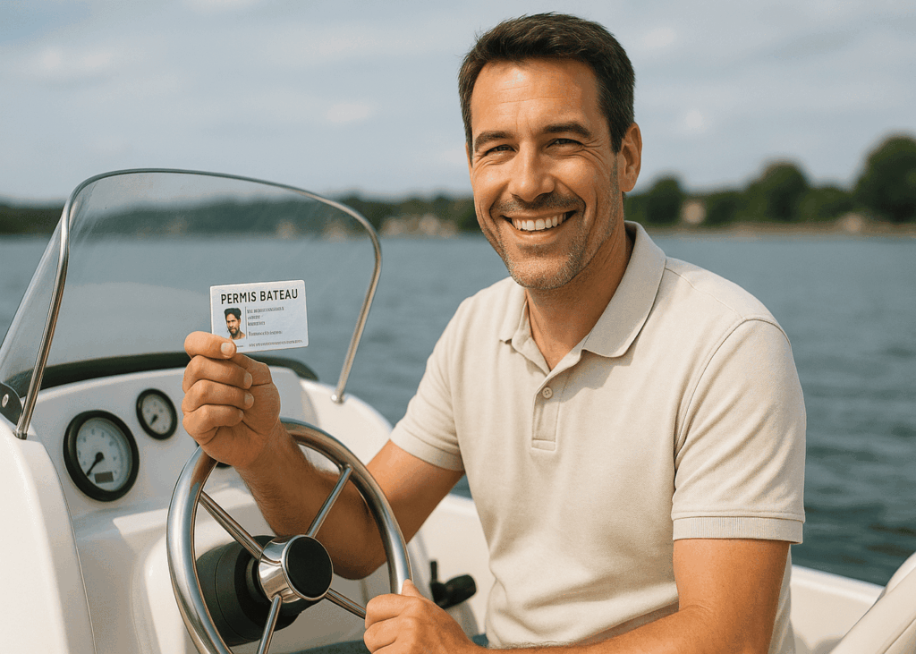 homme-qui-sourit-sur-un-bateau-qui-tient-son-permis-dans-la-main