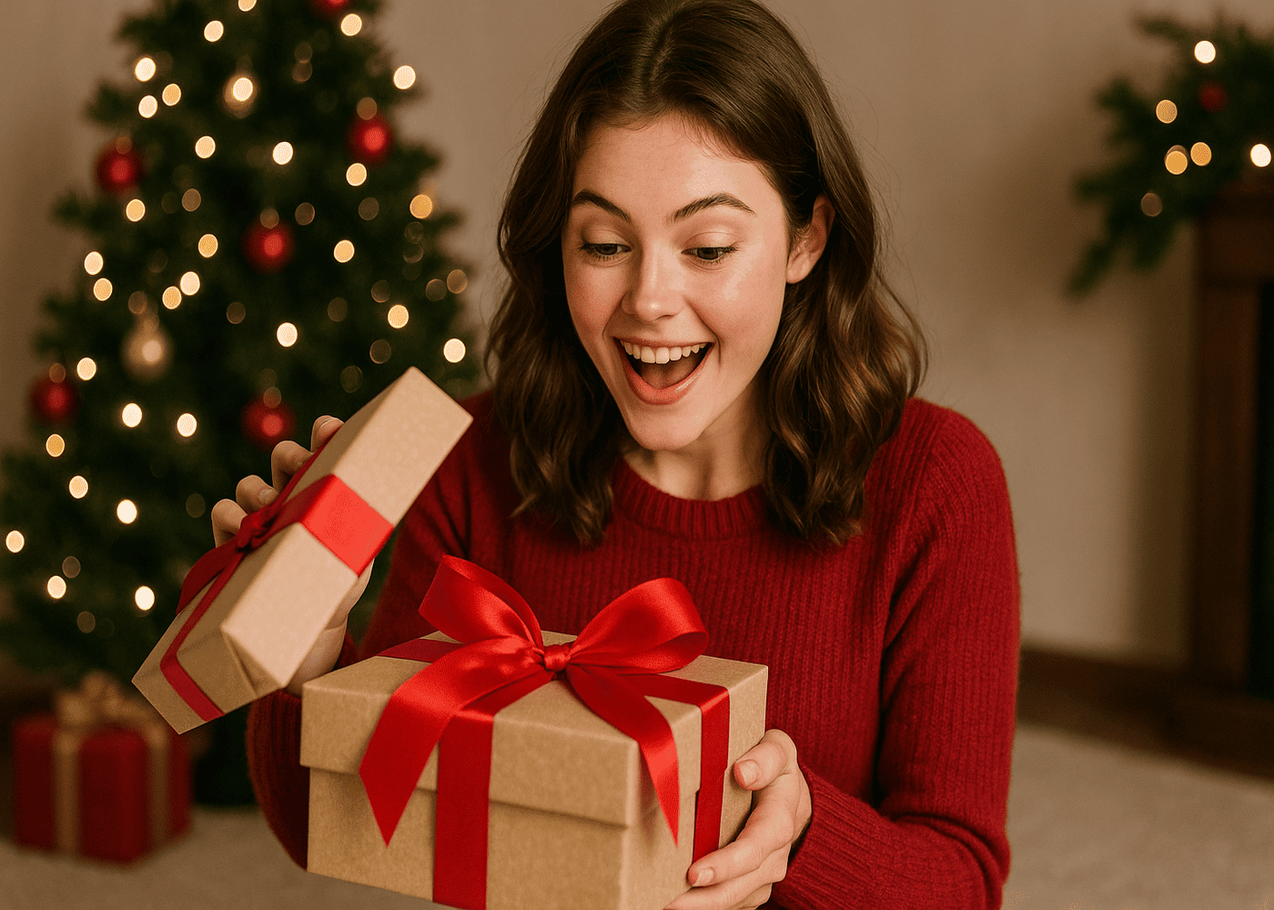 jeune-fille-de-20-ans-qui-ouvre-son-cadeau-de-noel