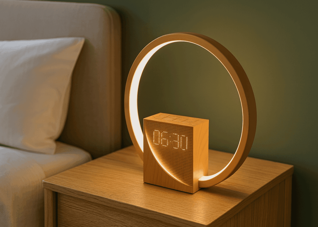 lampe-de-reveil-tactile-posee-sur-une-table-de-chevet-pres-d-un-lit