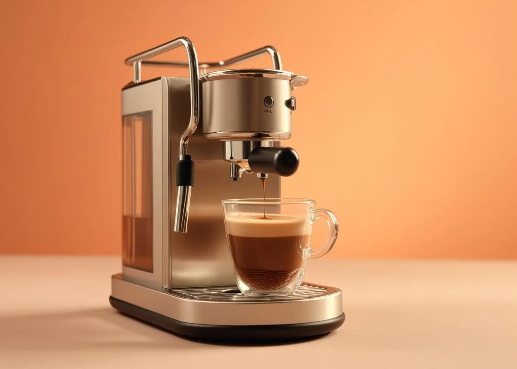 machine-a-cafe-pose-sur-le-sol-sur-fond-orange
