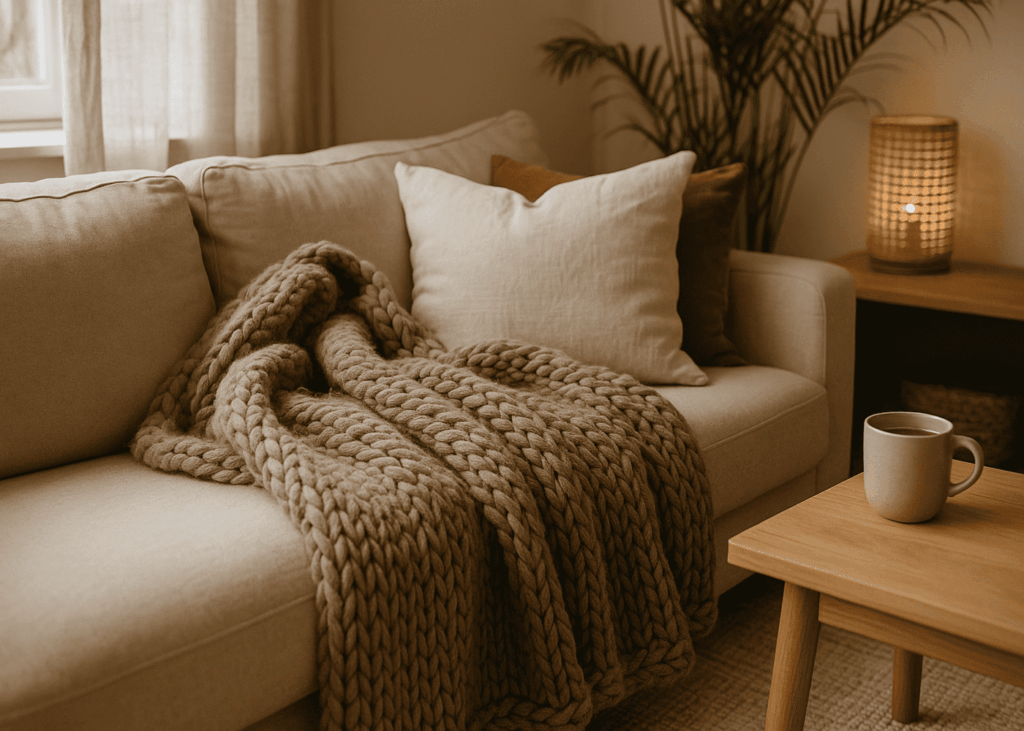 plaid-sur-un-canape-dans-un-salon-beige