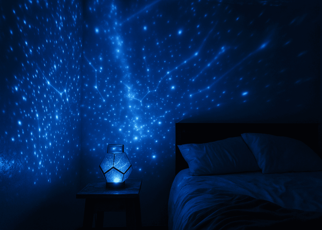 projecteur-d-etoiles-et-constellations-bleu-dans-une-chambre