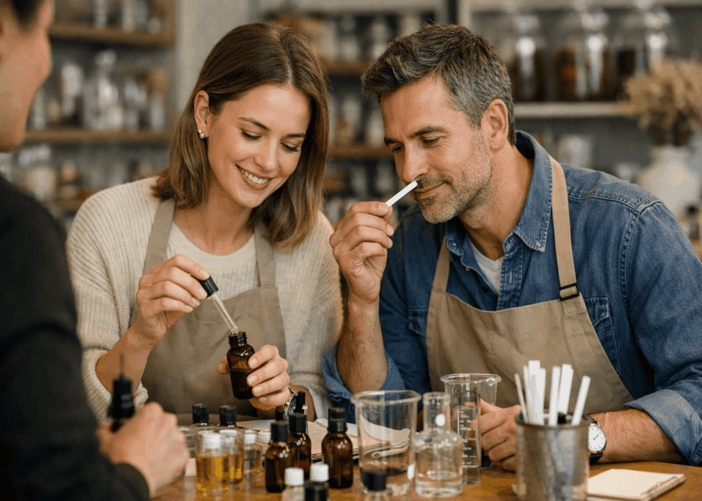 couple-en-train-de-participer-a-un-atelier-de-creation-de-parfum