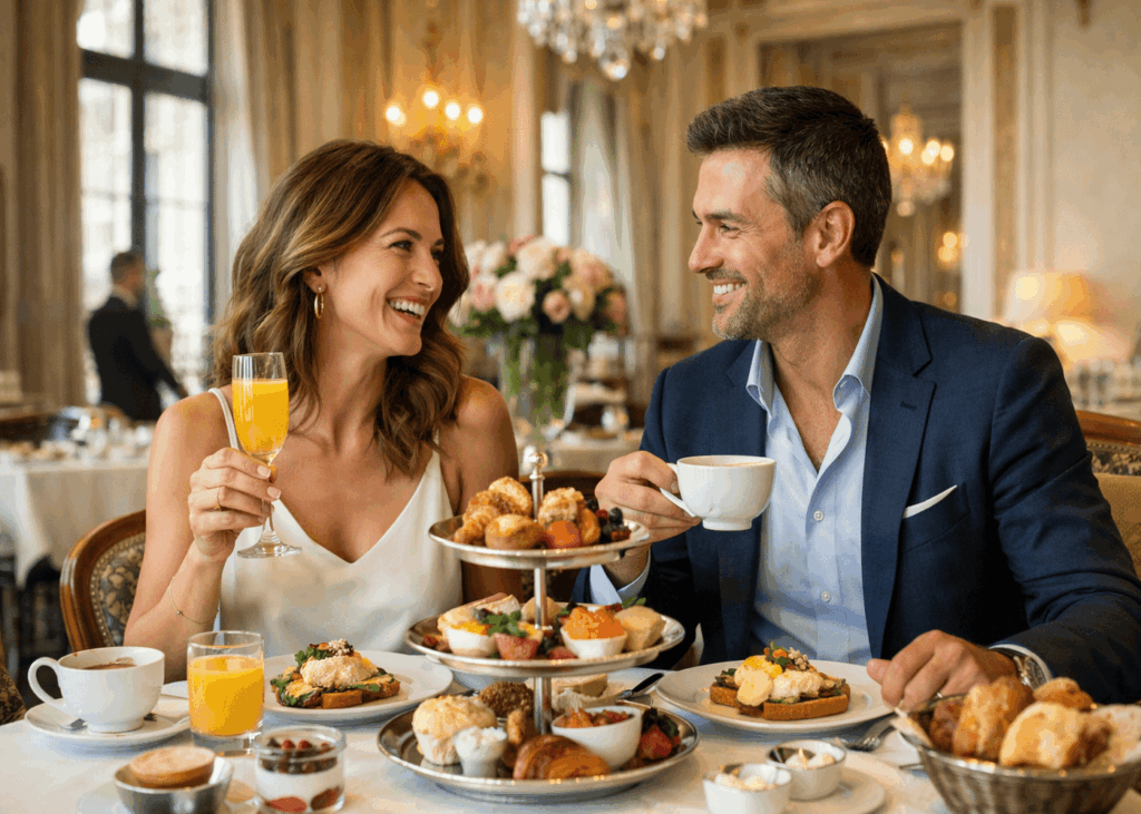 couple-heureux-en-train-de-bruncher-dans-un-hotel-luxueux