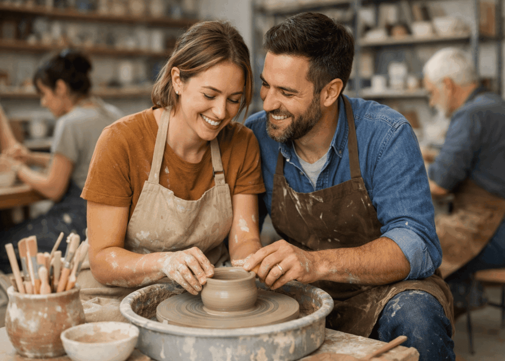 couple-heureux-qui-fait-un-atelier-poterie