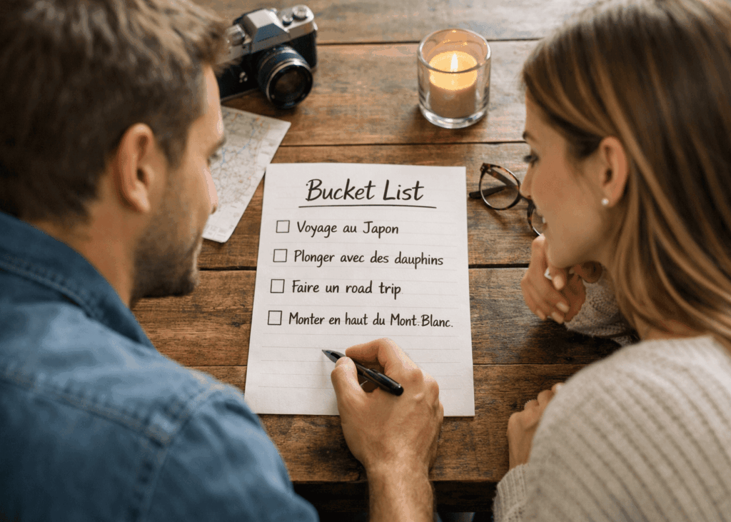 couple-qui-fait-une-bucket-list-sur-une-table