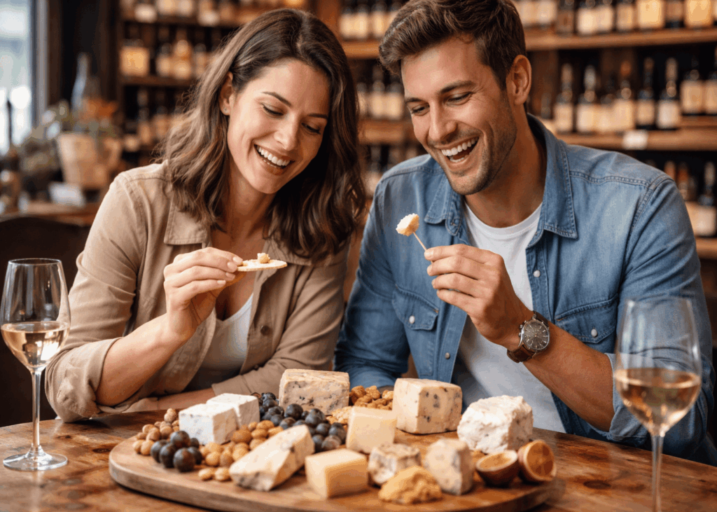 couple-qui-fait-une-degustation-de-fromages-dans-un-bar