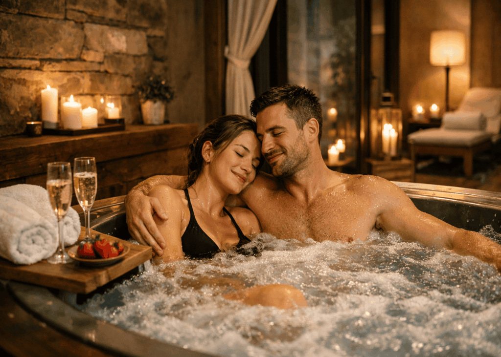 couple-qui-se-fait-un-calin-dans-un-jacuzzi-au-spa-avec-champagnes-et-fraises