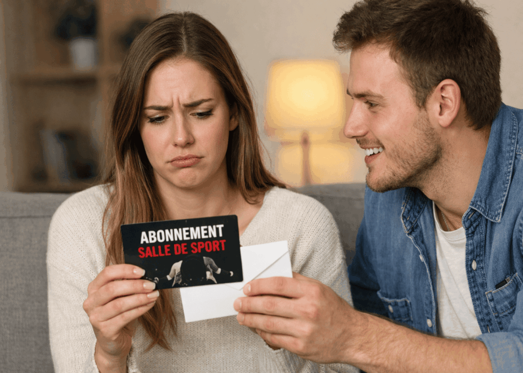 femme-decue-qui-recoit-une-carte-d-abonnement-a-la-salle-de-sport-par-son-petit-ami