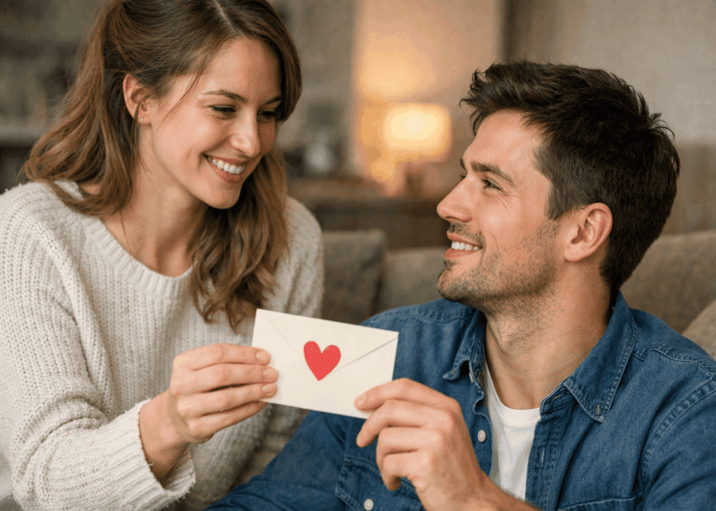 femme-qui-donne-une-enveloppe-blanche-avec-un-coeur-rouge-dessus-a-son-petit-copain