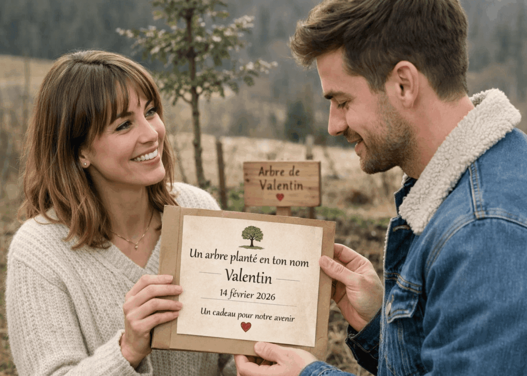 femme-qui-offre-un-arbre-plante-en-l-honneur-de-son-copain-a-son-copain