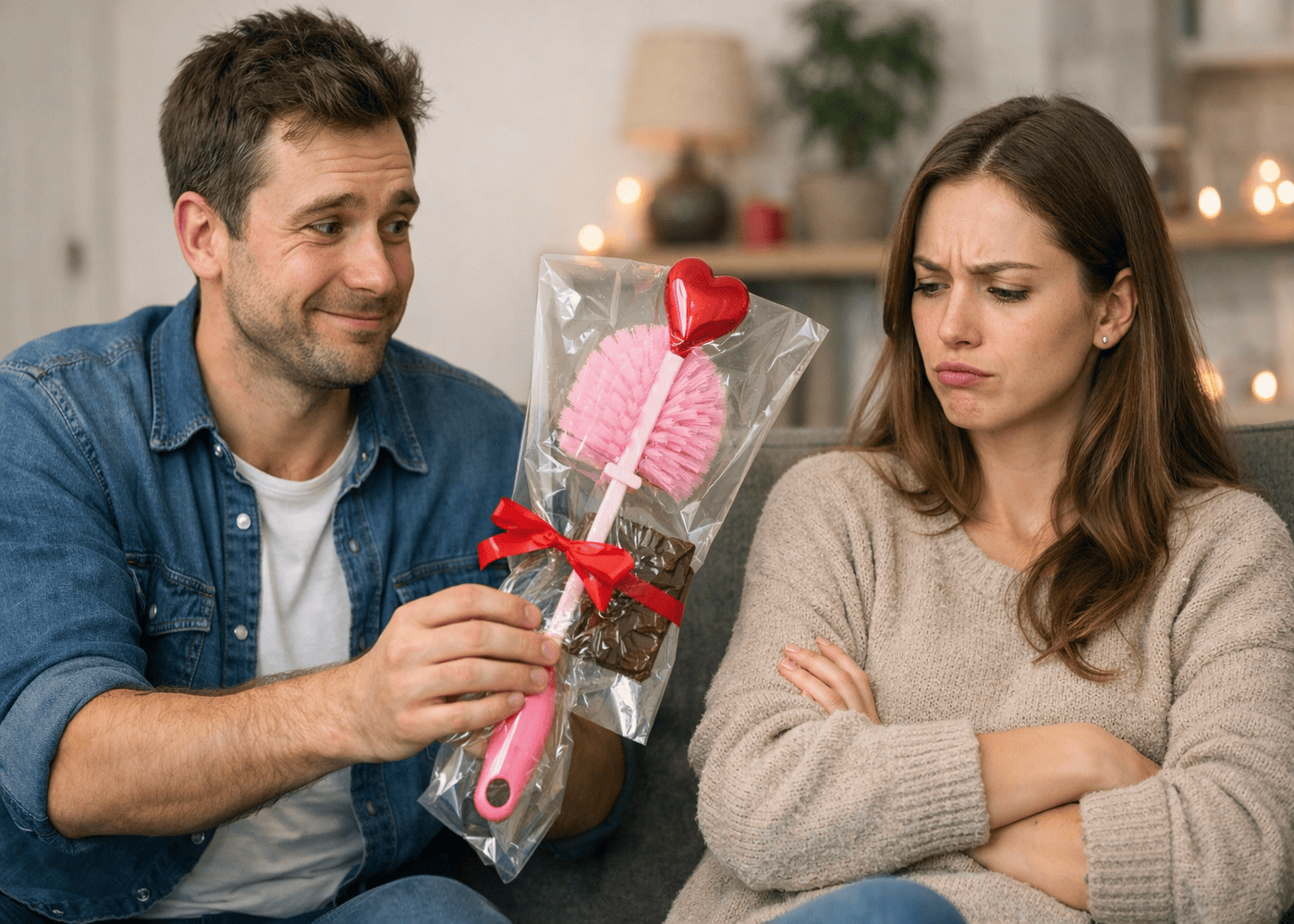 homme-qui-offre-un-cadeau-de-saint-valentin-nul-a-sa-copine-en-colere