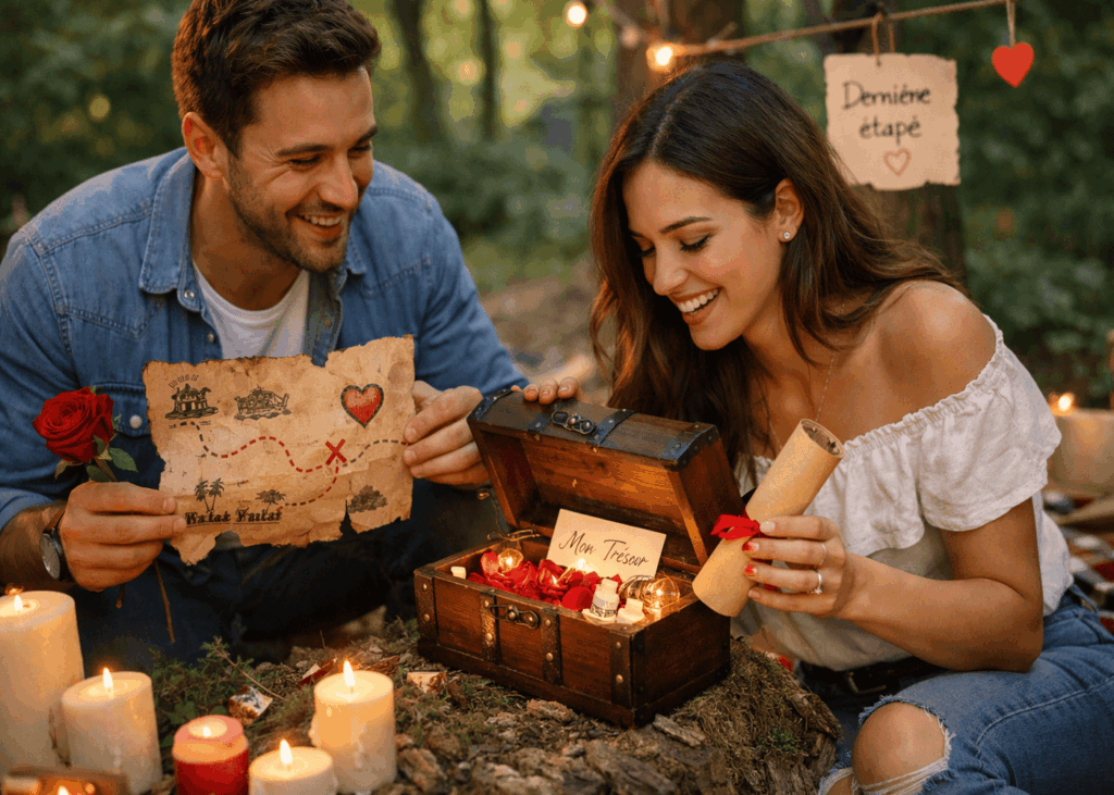 homme-qui-organise-une-chasse-au-tresor-romantique-a-sa-copine-pour-la-saint-valentin-en-pleine-nature