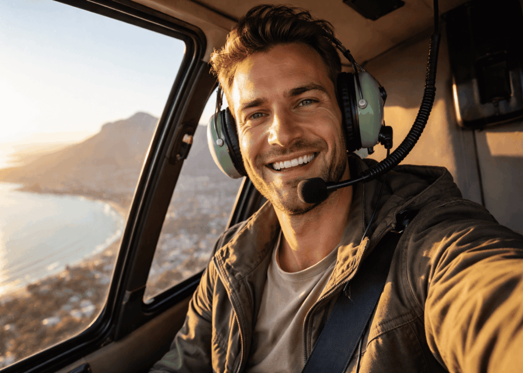 homme-qui-prend-un-selfie-en-souriant-pendant-un-vol-en-helicoptere