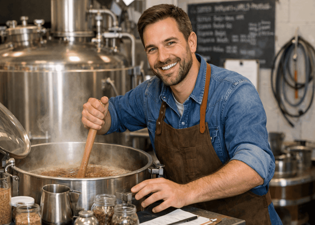 homme-souriant-qui-fait-un-atelier-de-brassage-de-bieres