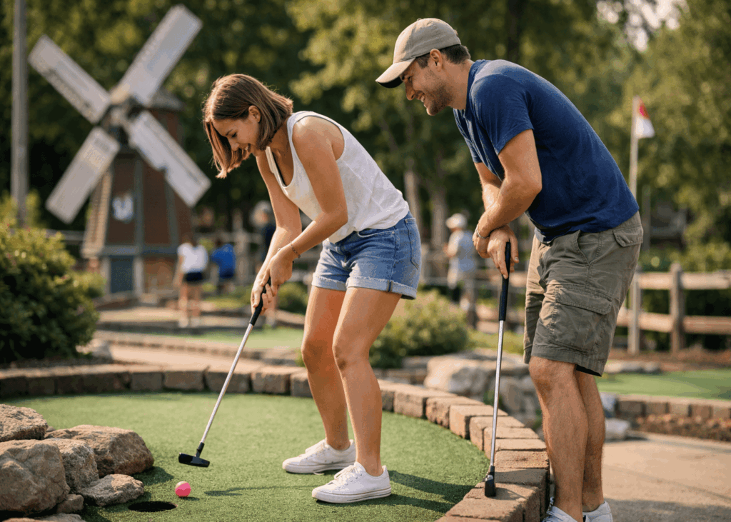 jeune-couple-qui-s-amuse-pendant-un-mini-golf