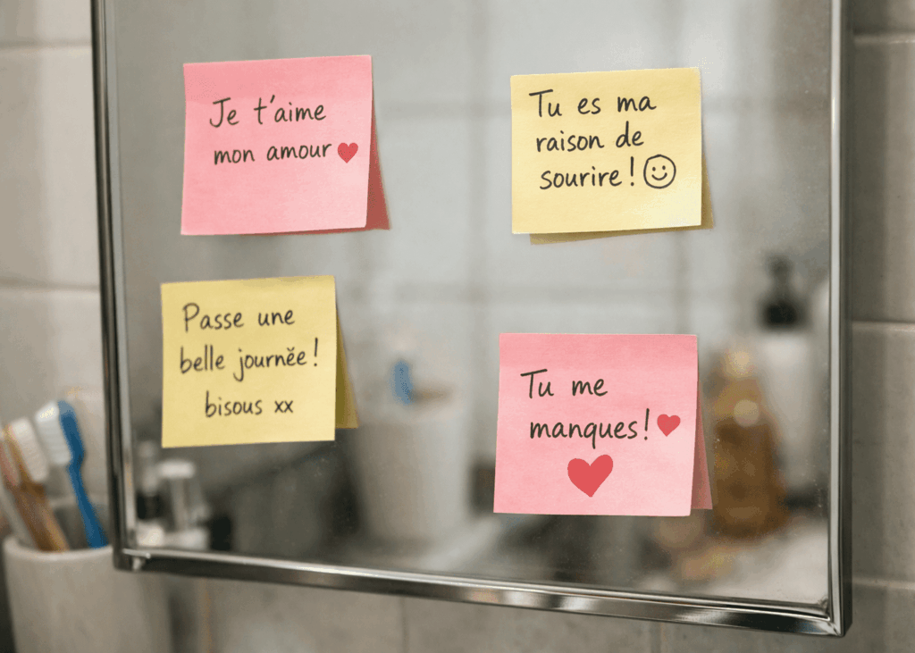 post-its-avec-mots-d'amour-colles-sur-un-miroir-de-salle-de-bain