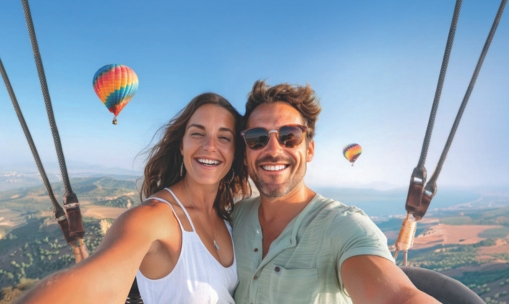 selfie-de-homme-et-femme-dans-une-montgolfiere