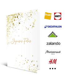 Carte de vœux 2 en 1 Joyeuses Fêtes Dorée