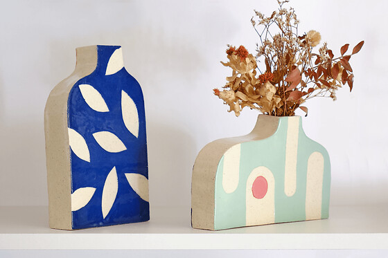 Atelier céramique vase plat à Mérignac (33)