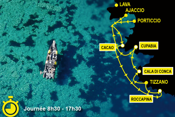 Tizzano destination snorkeling en bateau depuis Ajaccio