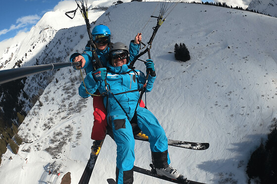 Baptême en parapente en hiver depuis Beauregard (74)
