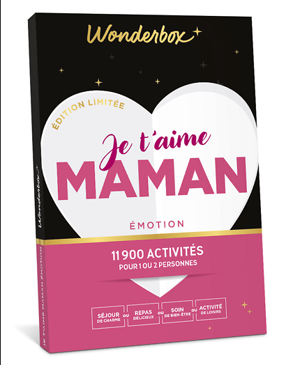 Coffret Wonderbox Je t'aime Maman Émotion — cadeau Fête des Mères à gagner avec 3 327 points fidélité LaTenue
